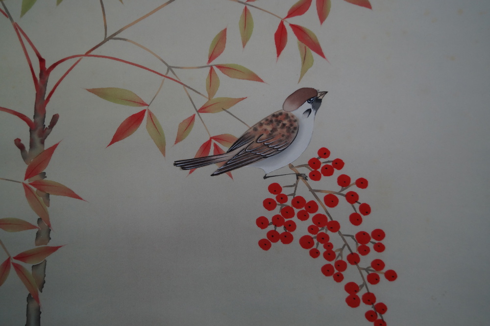 Vogel und Blume Vogel Nahaufnahme
