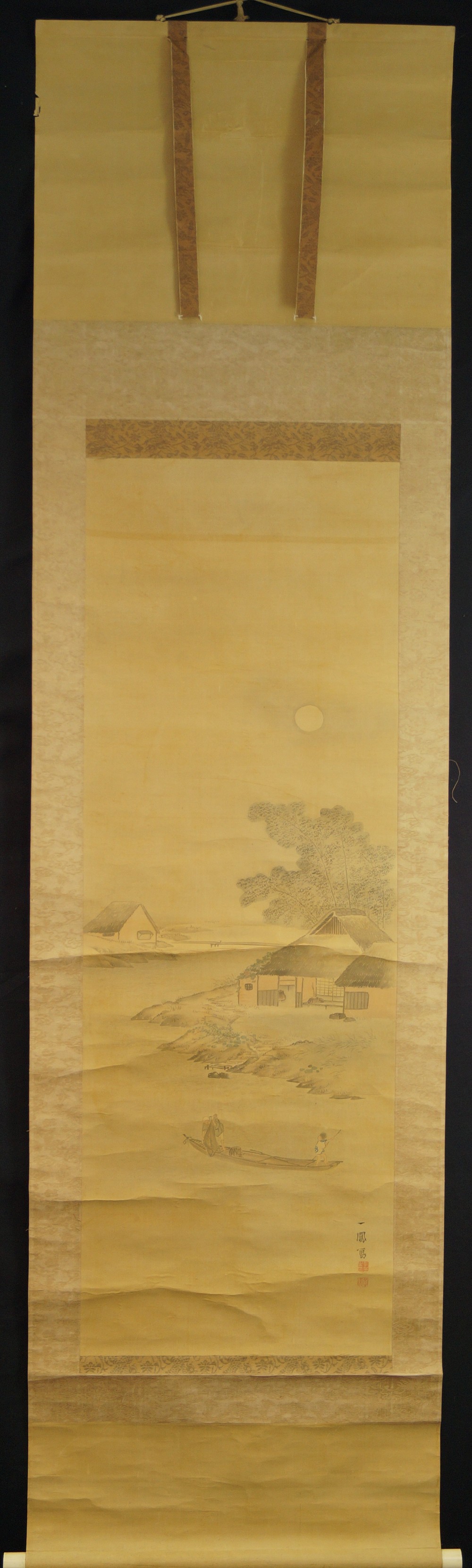Kakemono Fischerhuetten im Mondschein Gesamtansicht Rollbild