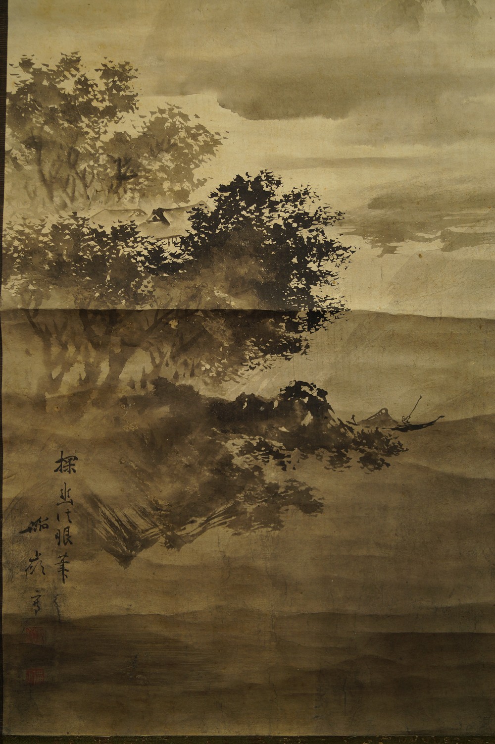 Paysage et Hotei Gros plan du motif de paysage 4