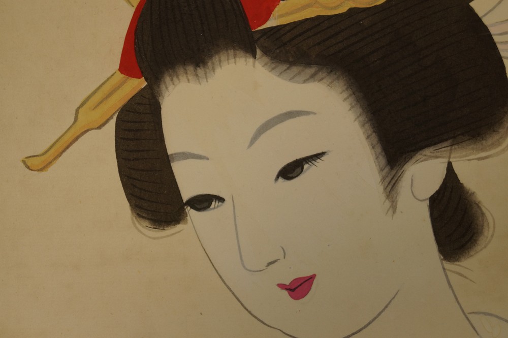 Shikishi beauty in a kimono motif close-up 1